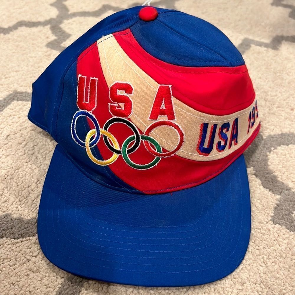 USA Olympic Blue & Red Panel Cap - Vintage Style